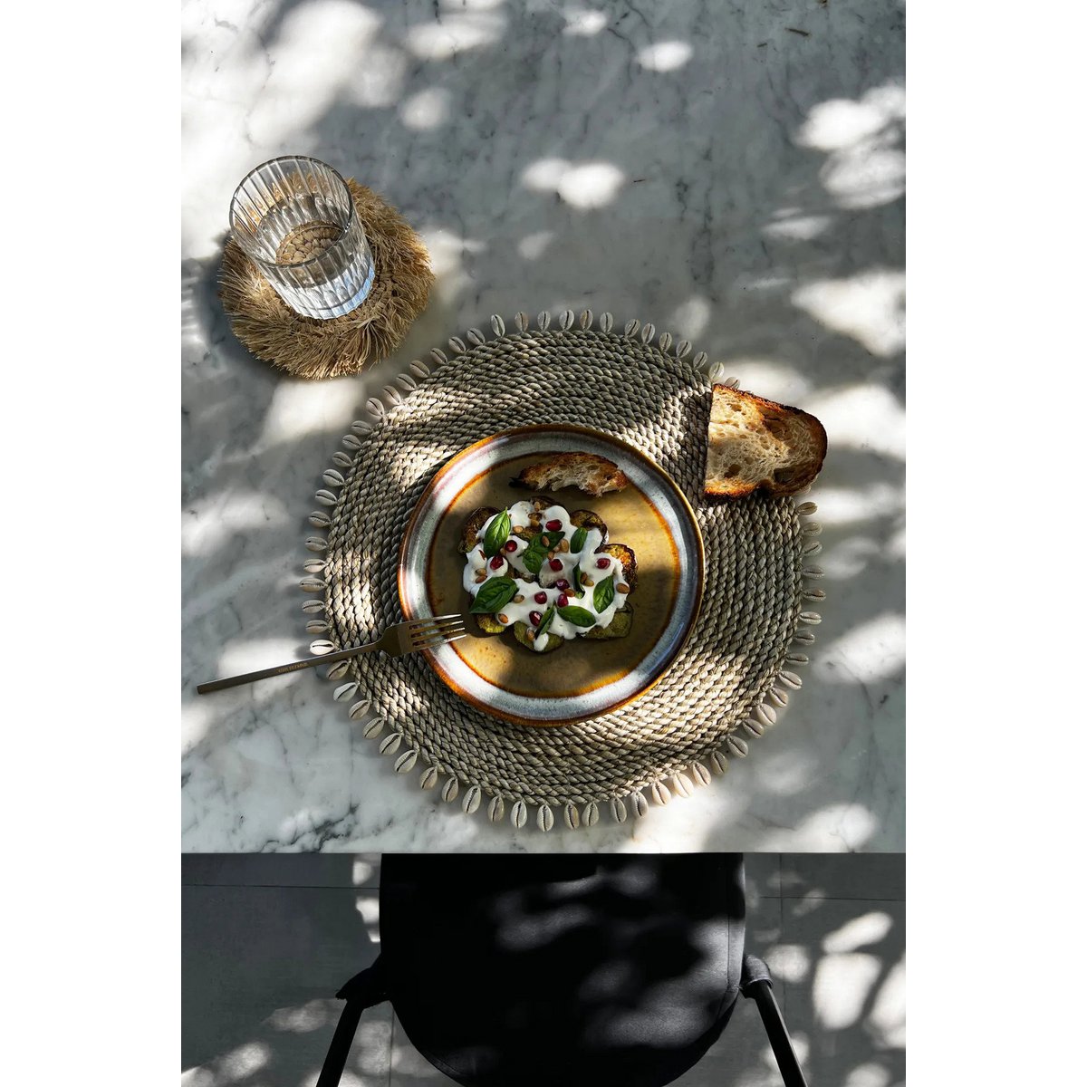 Seagrass Placemat with Shells - Natural Coastal Table Decor