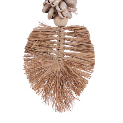Natural Shell Leaf Keychain - Handwoven Grass Coastal Accessory