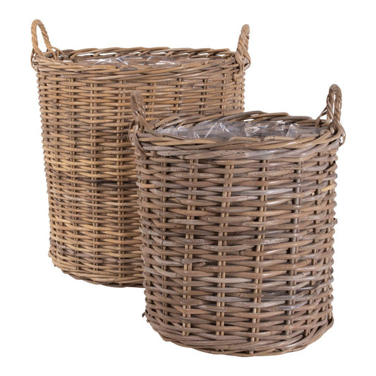 Καλάθια Αποθήκευσης Kubu Rattan - Σετ 2 Χειροποίητα Φυσικά Καλάθια