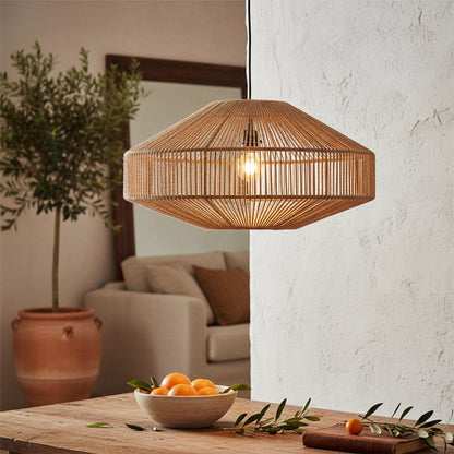Natural Rope Pendant Light - Linea Gem Hanging Lamp