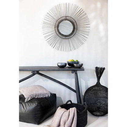 Tropical Accent Mirror – Black Finish, Large Size