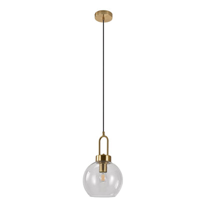 Glass Pendant Light – Brass Socket, Clear Shade & Fabric Cord, 20cm