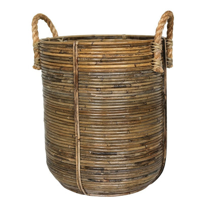 Rattan Laundry Basket Round – Rattan Plant Basket – Large Boho Basket – Decorative Hamper Handmade from Rattan (2 sizes Ø 35/40 cm) OTERE