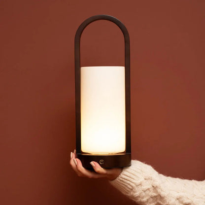 Scandinavian Wooden Table Lamp – Cordless Dimmable LED, Dark Brown