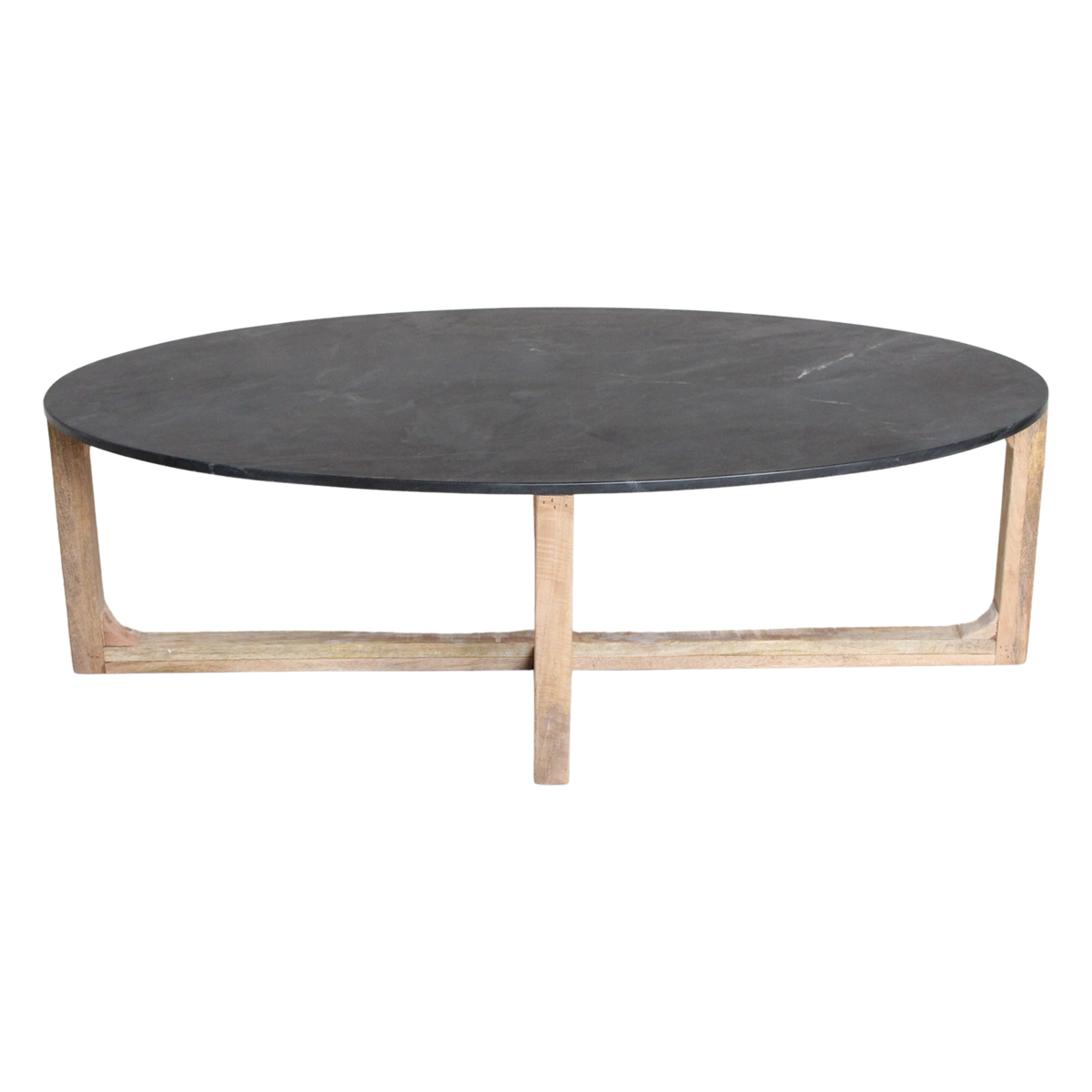 Oval marble coffee table - black - 120x60x38 cm