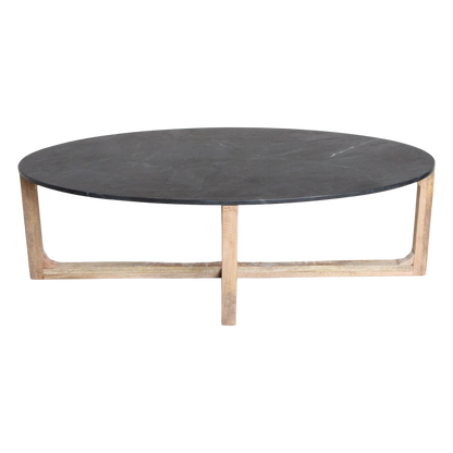 Oval marble coffee table - black - 120x60x38 cm