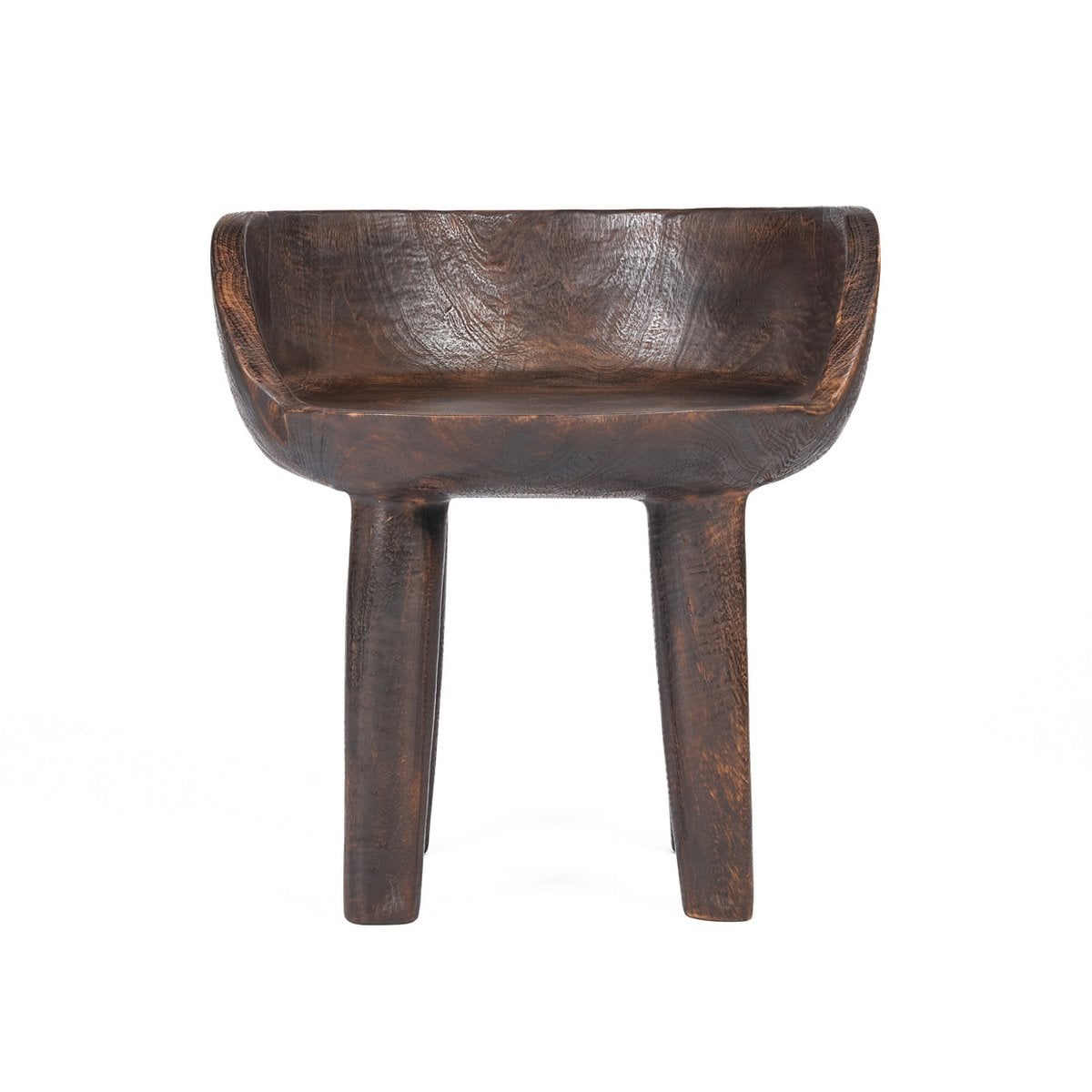 Dark Walnut Wood Low Chair - Modern Accent Seating