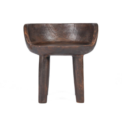 Dark Walnut Wood Low Chair - Modern Accent Seating