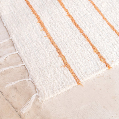 Rug made from White Cotton with Brown Stripes 64x51 cm Handwoven Floormat GIANYAR