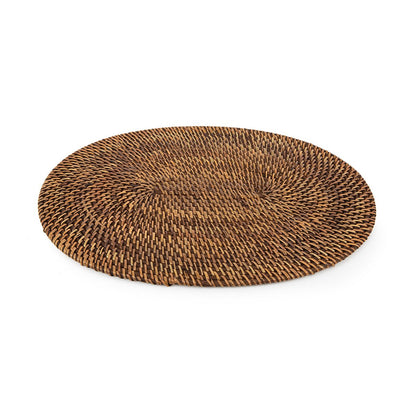 Rattan Oval Placemat - Natural Brown Handwoven Dining Table