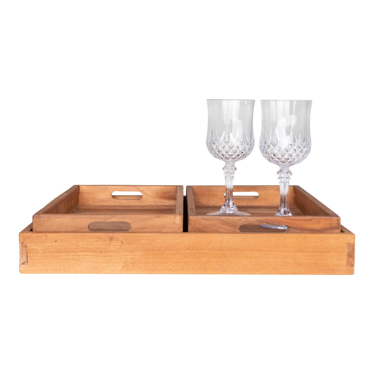 Teak Wood Serving Trays - Natural Faro Tray Set of 3