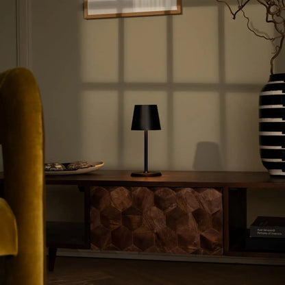 Cordless Table Lamp - Dimmable Black Metal Accent Light