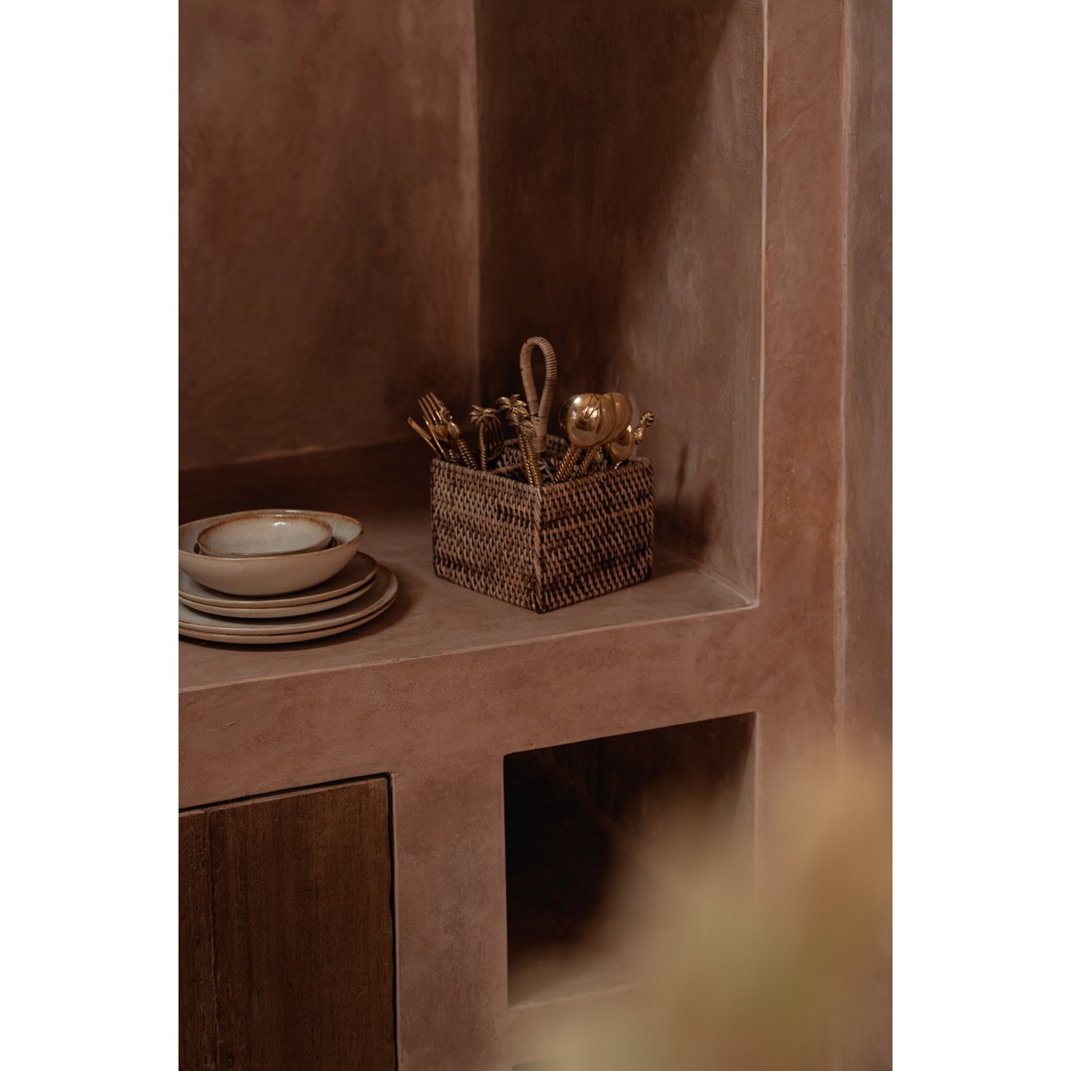 The Rattan Cutlery Caddy N°4 - Natural Brown