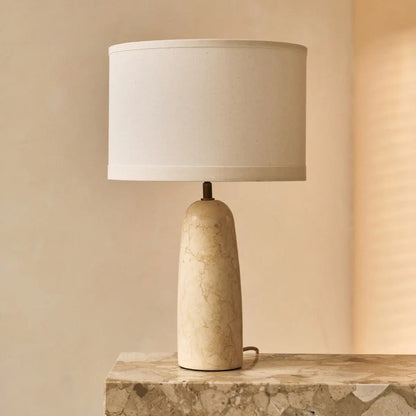 Marble Table Lamp with Cotton Shade – Elegant Design