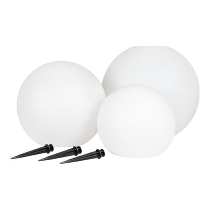 Solar LED Garden Lamps - White PP Outdoor Lights, Set of 3