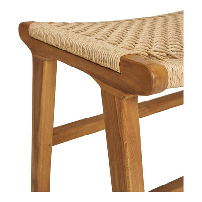Teak & Polyrattan Footrest - Natural Finish Derby Ottoman