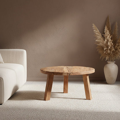 Recycled Wood Coffee Table - Round Farmwood Table, 70cm