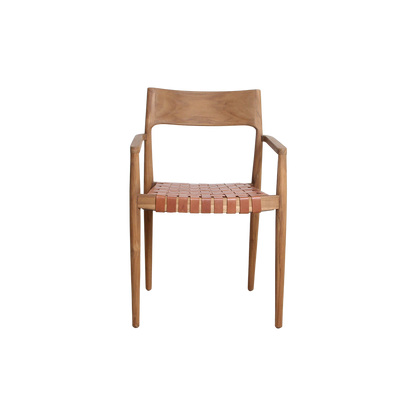 Freya dining room chair with armrest brown