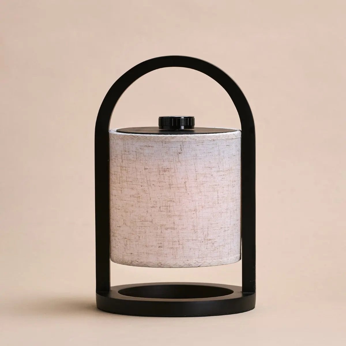 Black Wood Rechargeable Table Lamp | Linen Shade & 100-Hour Battery
