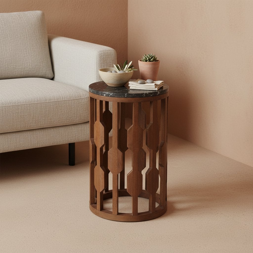 Lampung side table marble black - 40x40x50 cm
