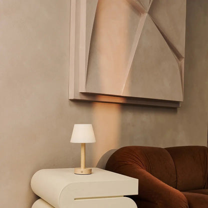 Zoë Light Brown Wooden Rechargeable Table Lamp | Dimmable, USB-C & Up to 80 Hours of Battery Life