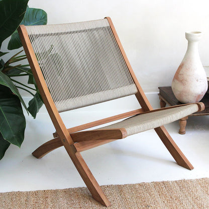 Rope folding lounge chair natural