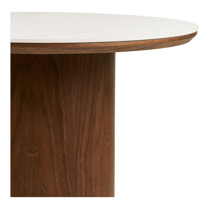 Noli Coffee table, ceramic table top/ash veneer, white/dark brown, ø60x42 cm