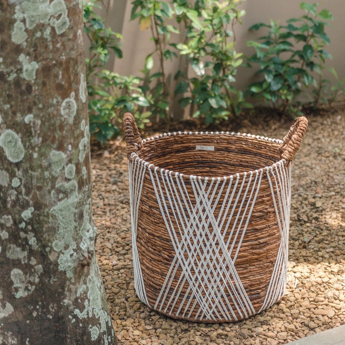 Banana Fiber Storage Basket – Handwoven Laundry or Plant Basket