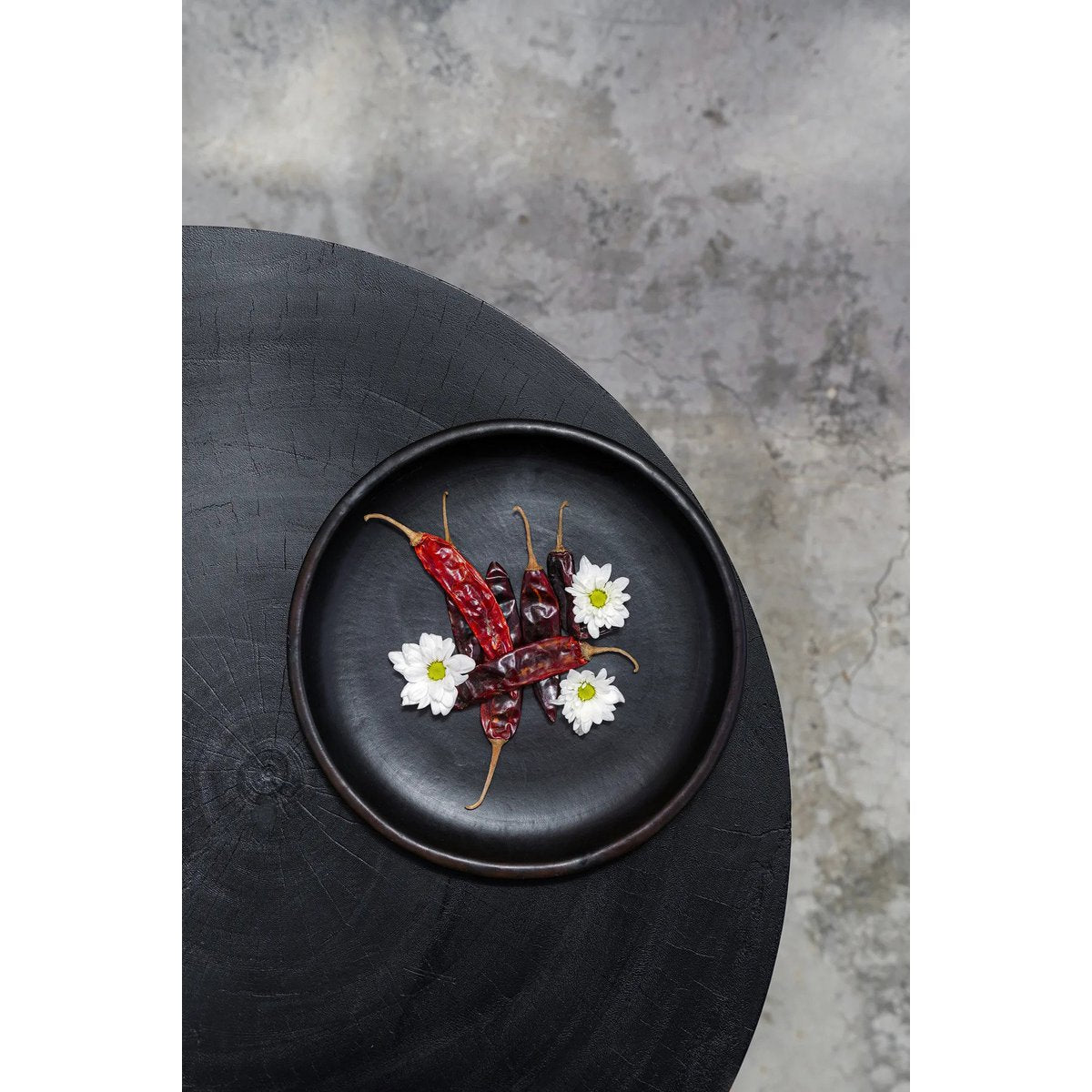 Burnt Dinner Plate - Black Ceramic, Medium Size