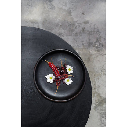 Burnt Dinner Plate - Black Ceramic, Medium Size
