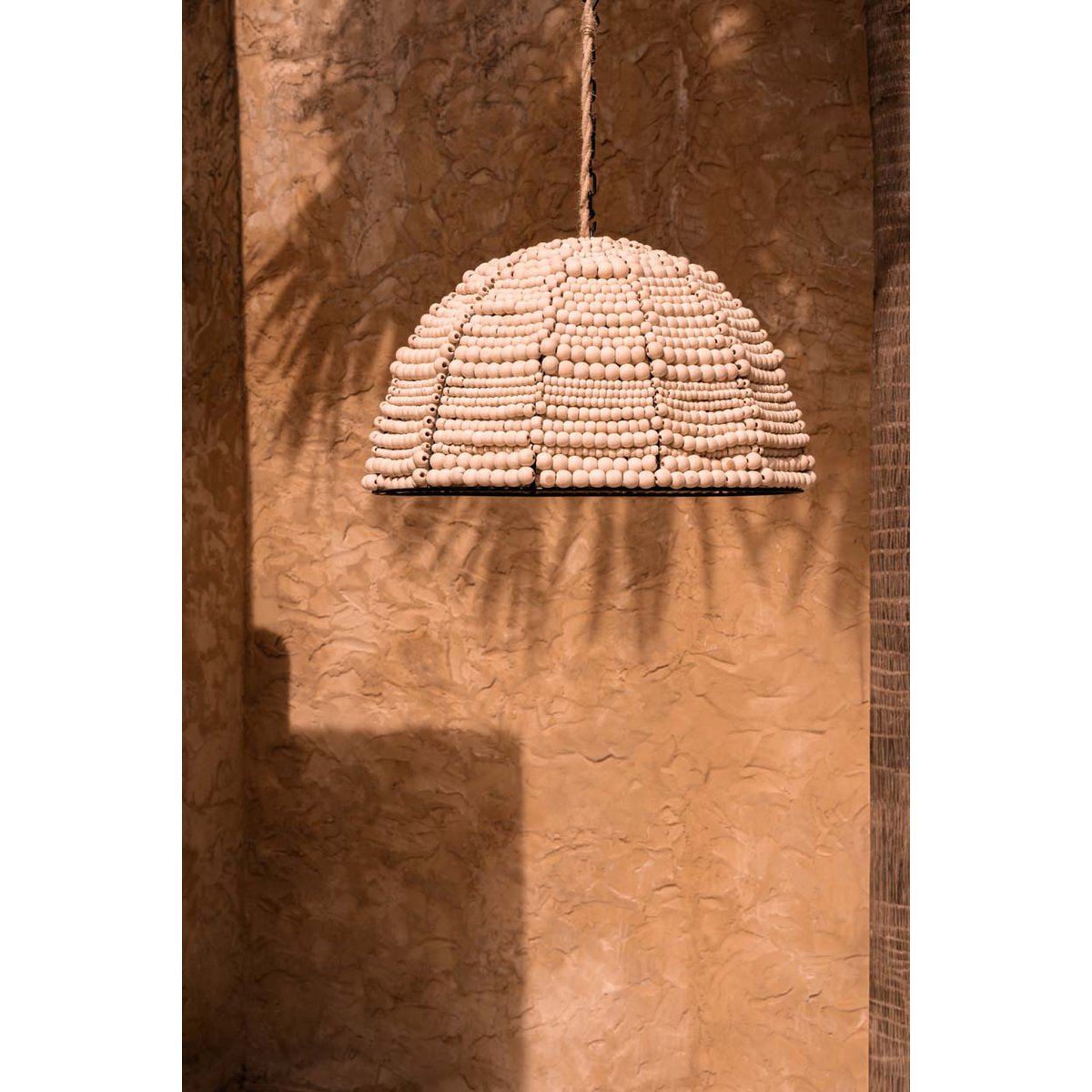 The Wooden Bead Dome Pendant - Natural