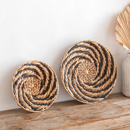 Water Hyacinth Wall Basket Bowl - Round Boho Decor, 30-40 cm