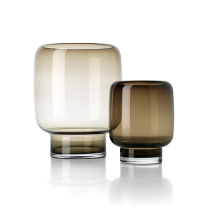 Brown Glass Cube Vase - Small Smoky Accent Vase for Home Decor