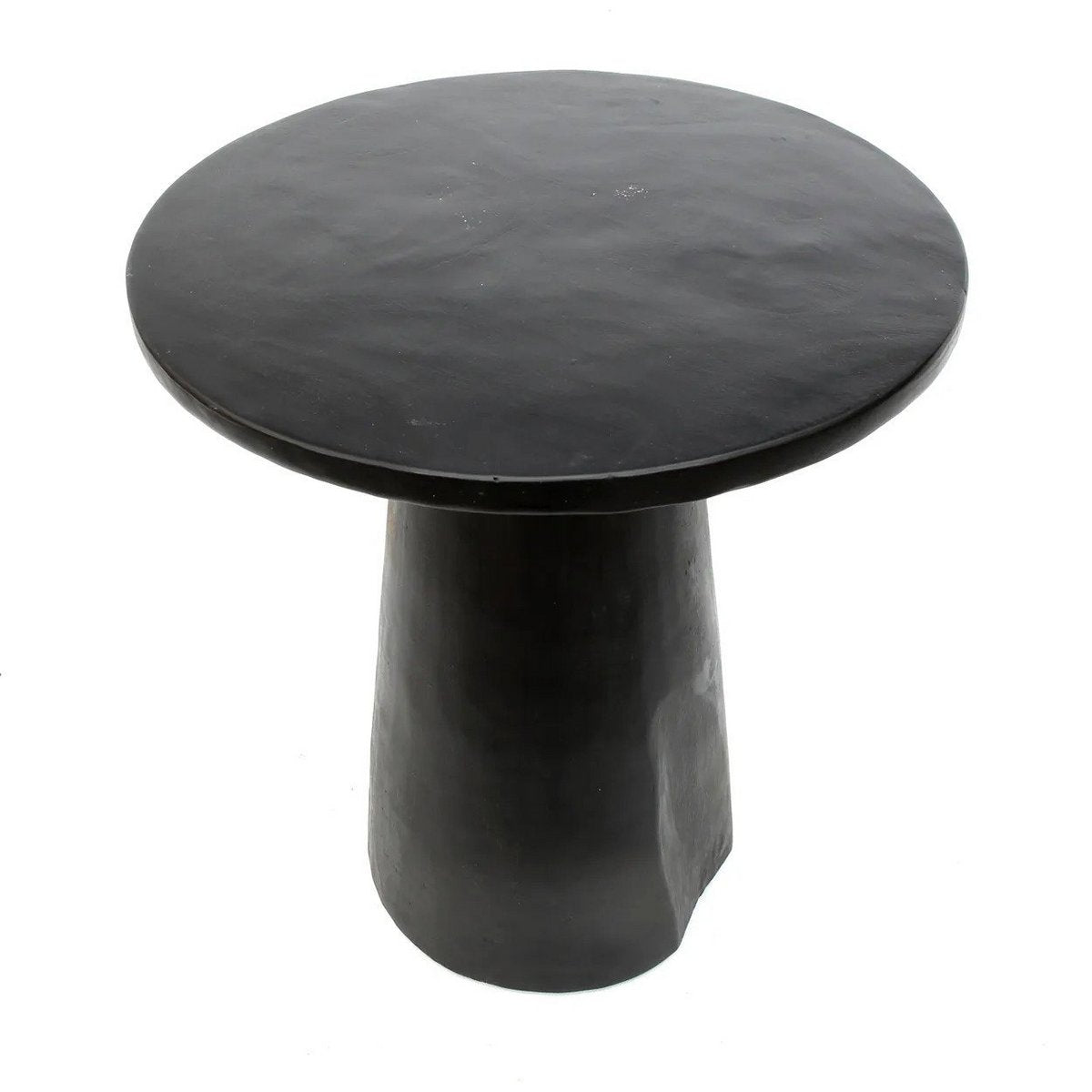 Wooden Side Table - Black Conical Accent Table, 50cm