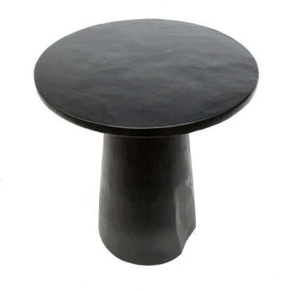 Wooden Side Table - Black Conical Accent Table, 50cm