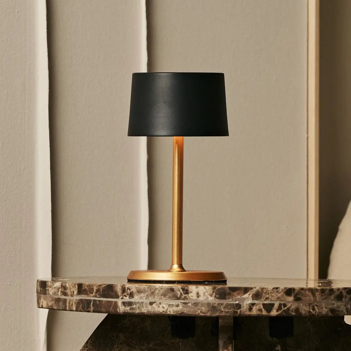 David Black & Gold Rechargeable Table Lamp 2 in 1 with Adjustable Height – Dimmable & Cordless with 120 Hours Battery