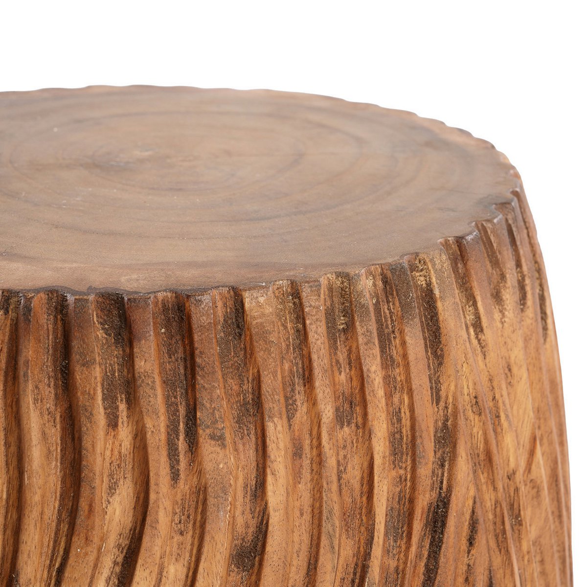Natural Wood Stool - Hand Carved Accent Stool or Side Table