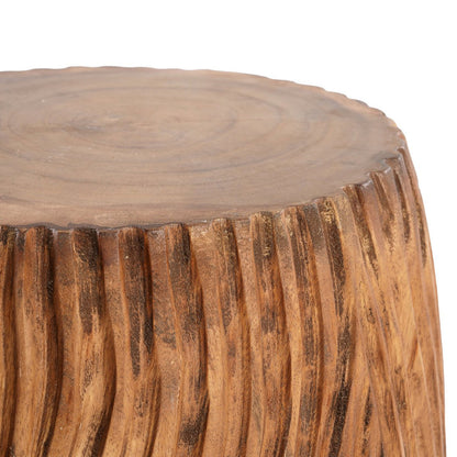 Natural Wood Stool - Hand Carved Accent Stool or Side Table
