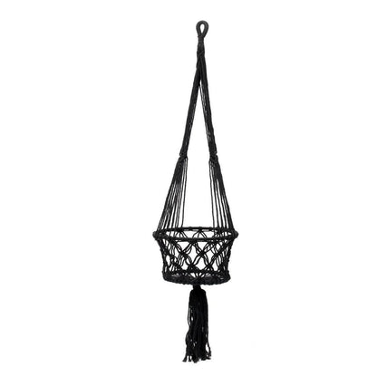 Black Macramé Plant Hanger - Large Bohemian Style Indoor Planter