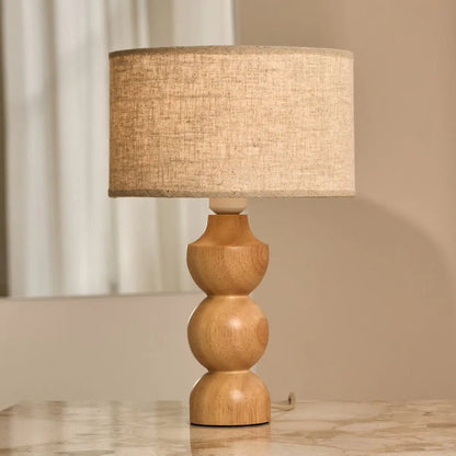 Oliver Light Brown Wooden Lamp | Linenmix Shade & Elegant Design