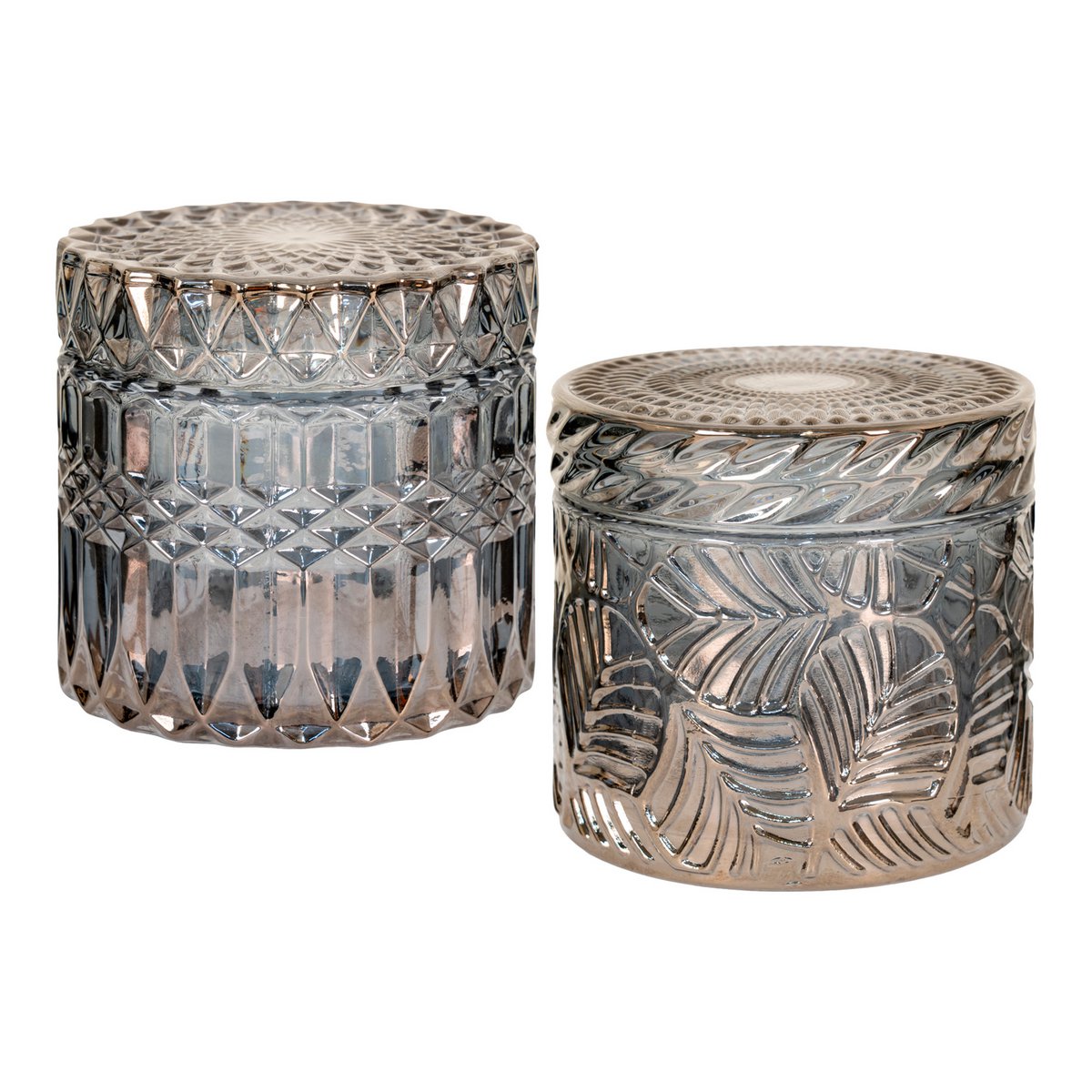 Glass Jars - Smoked Decorative Jars, Ø9x8.5 cm - Set of 2