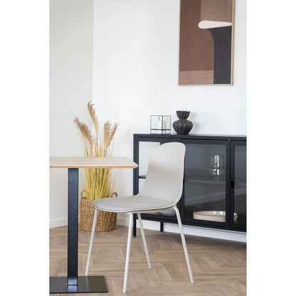 Light Grey Fabric Dining Chairs - Modern Stackable Set of 2
