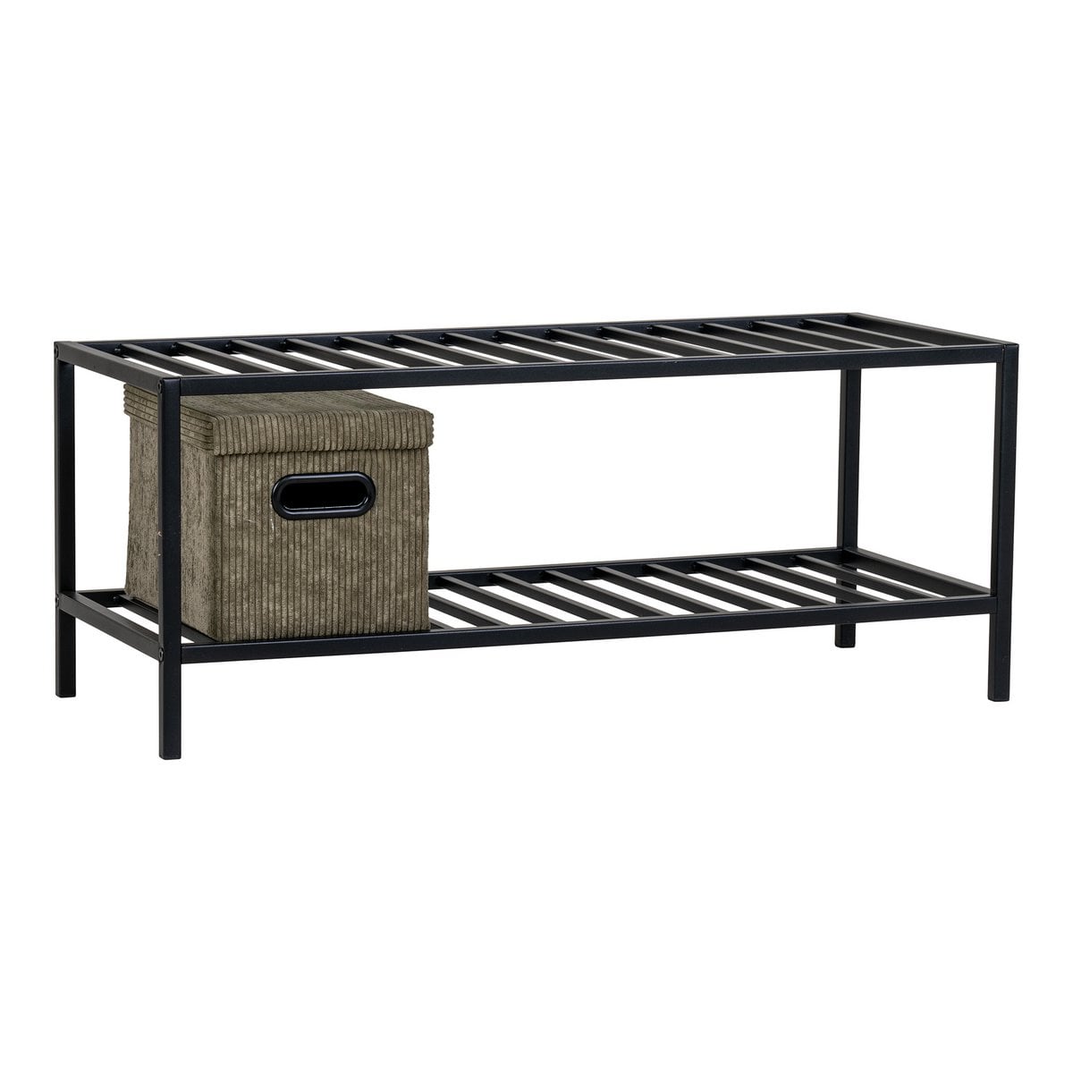 Steel Shoe Rack - Black Minimalist Entryway Organizer - 79cm