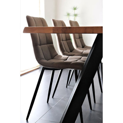 Microfiber Dining Chair - Brown, Modern Set of 2 with Metal Legs