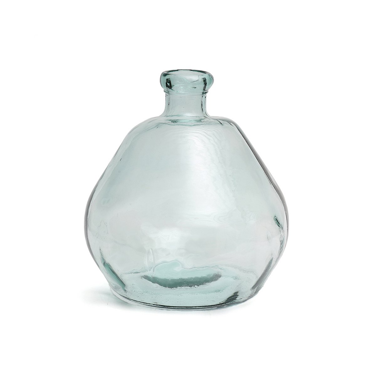 Blue Glass Vase - Modern Sculptural Vase for Home Decor