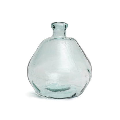 Blue Glass Vase - Modern Sculptural Vase for Home Decor