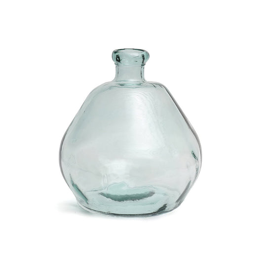 Blue Glass Vase - Modern Sculptural Vase for Home Decor