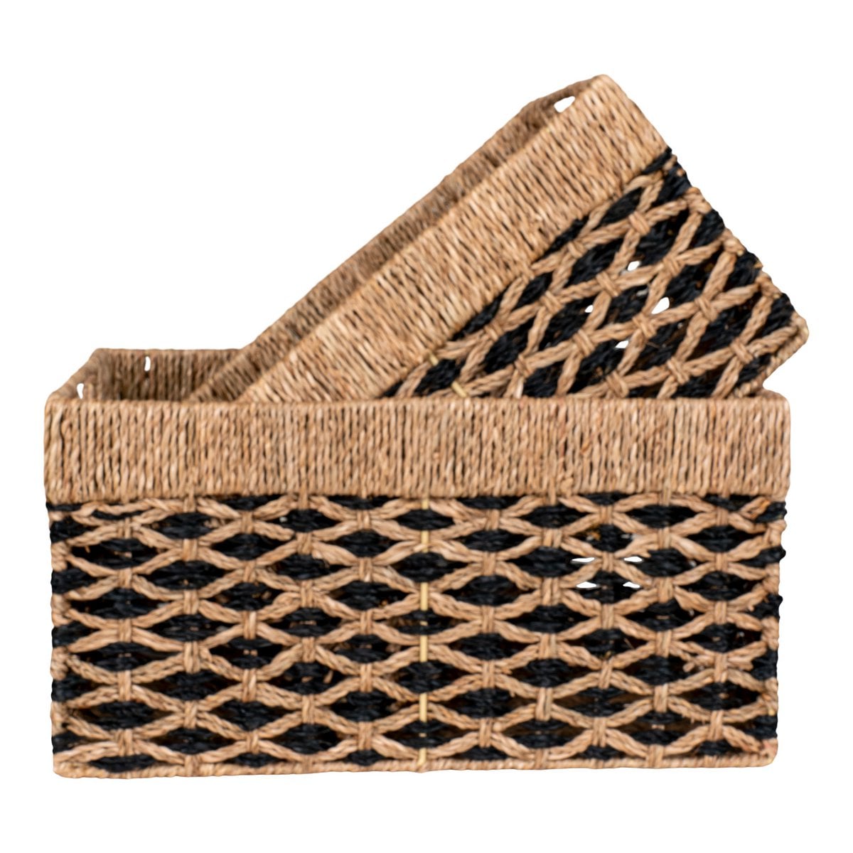 Salar Baskets - Black/Natural, Seagrass - Set of 2