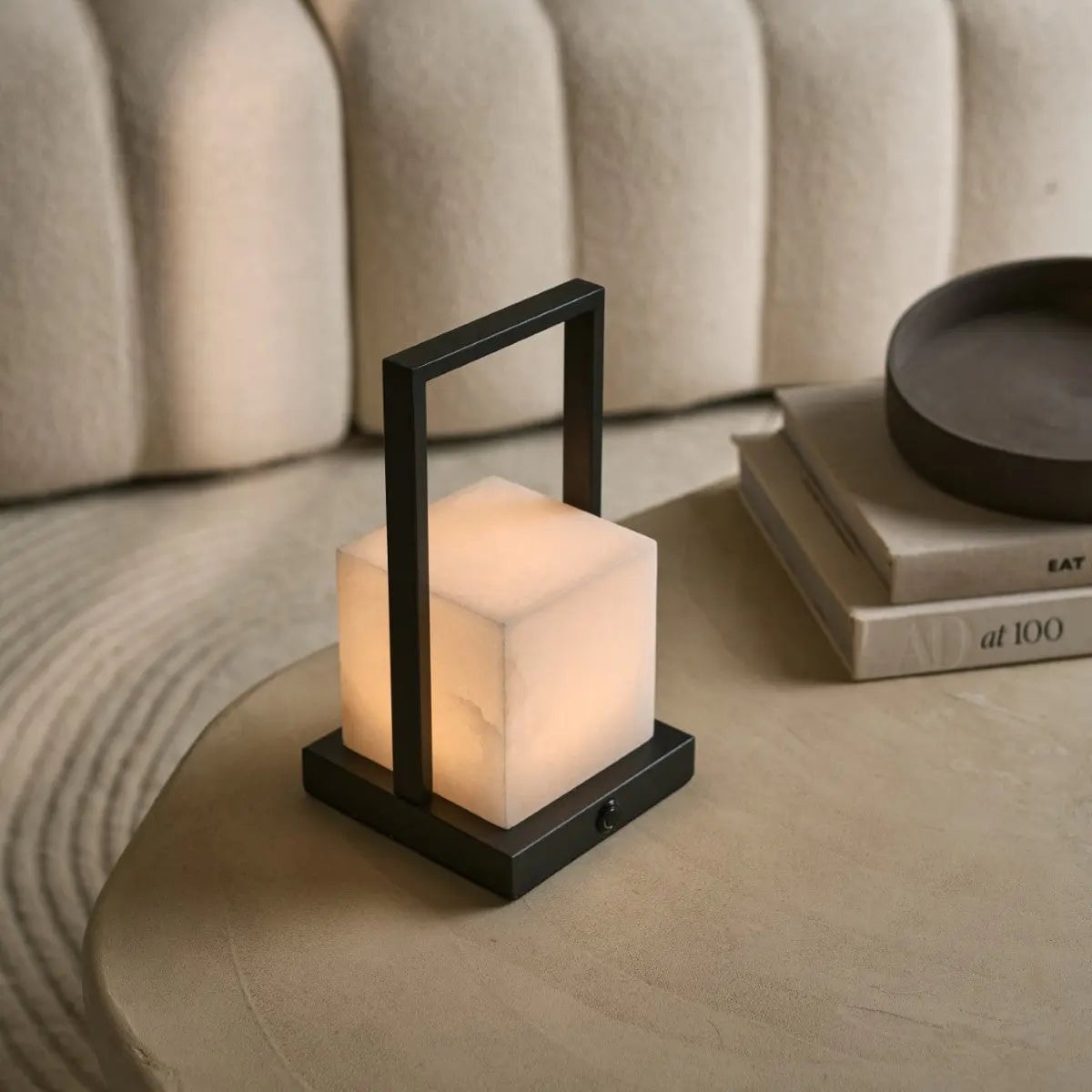 Nola Rechargeable Table Lamp Made of Alabaster l Three Light Modes & Rechargeable