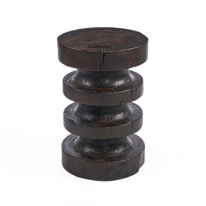 Walnut Wood Side Table - Modern Accent Table with Tiered Rings
